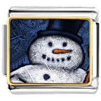 Italian Charms - snowman smile photo italian charm Image.