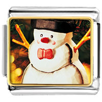 Italian Charms - snowman photo italian charm Image.