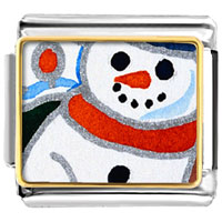 Italian Charms - sunset snowman photo italian charm Image.