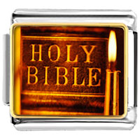 Italian Charms - leather bound holy bible photo italian charm Image.