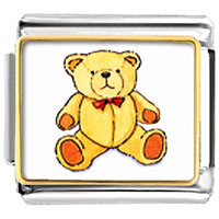 Italian Charms - teddy bear red bow photo italian charm Image.