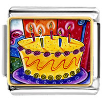 Italian Charms - birthday cake with candles photo italian charm Image.