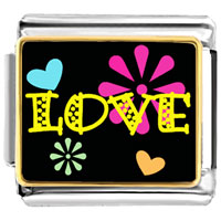 Italian Charms - love hearts and flowers charm photo italian charm Image.