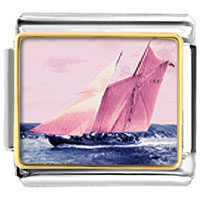 Italian Charms - sail boat photo italian charm Image.
