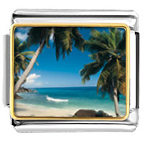 Italian Charms - tropical beach scene photo italian charm Image.