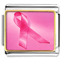 Italian Charms - breast cancer awareness pink ribbon photo italian charm Image.