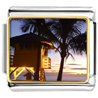 Italian Charms - tropical beach lifeguard hut photo italian charm Image.