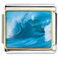 Italian Charms - cresting blue wave photo italian charm Image.