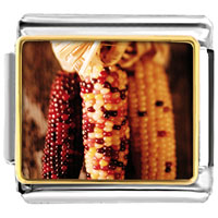 Italian Charms - thanksgiving indian corn photo italian charm Image.