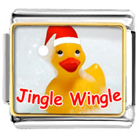 Italian Charms - jingle wingle rubber ducky santa photo italian charm Image.