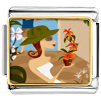Italian Charms - flower shopping photo italian charm Image.