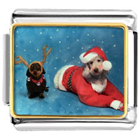 Italian Charms - santa and reindeer dogs photo italian charm Image.