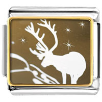 Italian Charms - reindeer in the snow photo italian charm Image.