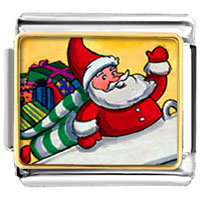 Italian Charms - santa and gifts photo italian charm Image.