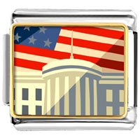 Italian Charms - american flag whitehouse photo italian charm Image.