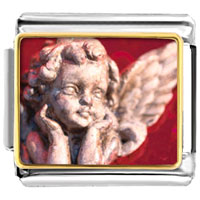 Italian Charms - gazing cherub angel photo italian charm Image.