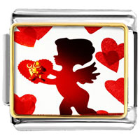 Italian Charms - cupid with hearts photo italian charm Image.