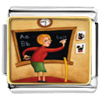 Italian Charms - teacher using blackboard photo italian charm Image.