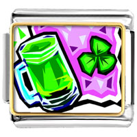 Italian Charms - green beer photo italian charm Image.