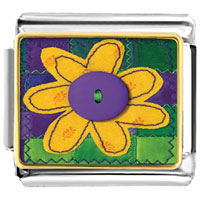 Italian Charms - quilted flower photo italian charm Image.