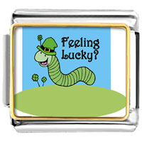 Italian Charms - feeling lucky caterpiller photo italian charm Image.