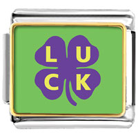 Italian Charms - luck on a purple clover photo italian charm Image.