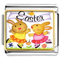 Italian Charms - easter bunnies photo italian charm Image.