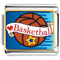 Italian Charms - heart basketball photo italian charm Image.