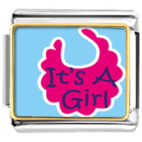 Italian Charms - it's a girl baby photo italian charm Image.