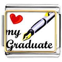 Italian Charms - heart my graduate photo italian charm Image.