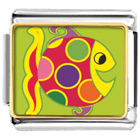 Italian Charms - colorful happy fish photo italian charm Image.
