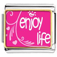 VPH1423: enjoy life hearts italian charm Image.