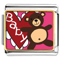 Italian Charms - baby heart bear photo italian charm Image.