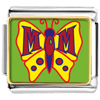 Italian Charms - mom on butterfly photo italian charm Image.