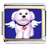Italian Charms - white dog from heaven photo italian charm Image.