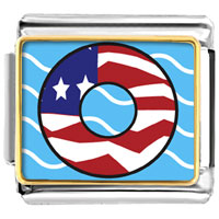 Italian Charms - american flag donut photo italian charm Image.