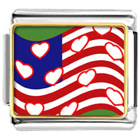 Italian Charms - american flag with hearts photo italian charm Image.