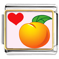 Italian Charms - heart orange photo italian charm Image.
