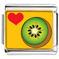 Italian Charms - heart kiwi photo italian charm Image.
