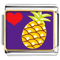Italian Charms - heart pineapple photo italian charm Image.