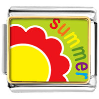 Italian Charms - summer flower photo italian charm Image.