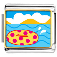 Italian Charms - donut in water photo italian charm Image.