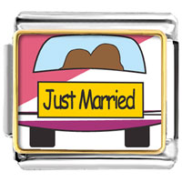 Italian Charms - just married couple photo italian charm Image.