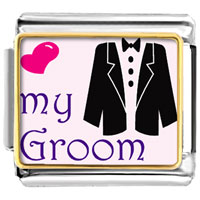 Italian Charms - heart my groom photo italian charm Image.