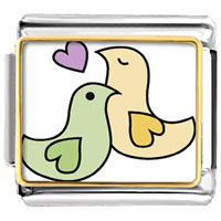 Italian Charms - two love doves photo italian charm Image.