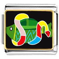 Italian Charms - multicolored snake around fish photo italian charm Image.