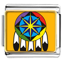 Italian Charms - native american feather hat photo italian charm Image.