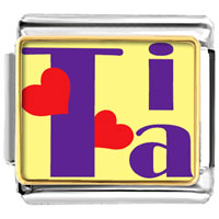 Italian Charms - tia with hearts photo italian charm Image.