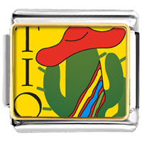Italian Charms - tio cactus with hat photo italian charm Image.