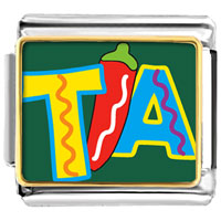 Italian Charms - tia with chili pepper photo italian charm Image.